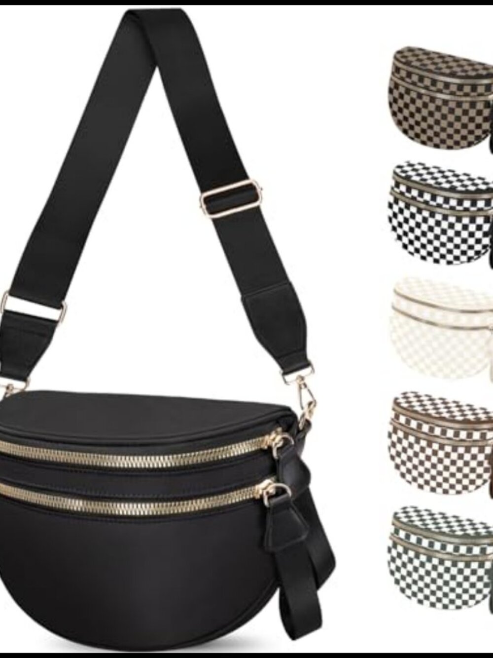 Nylon Checkered Crossbody Bum Bag Fanny Pack Anti-Theft Pocket Adjustable Strap